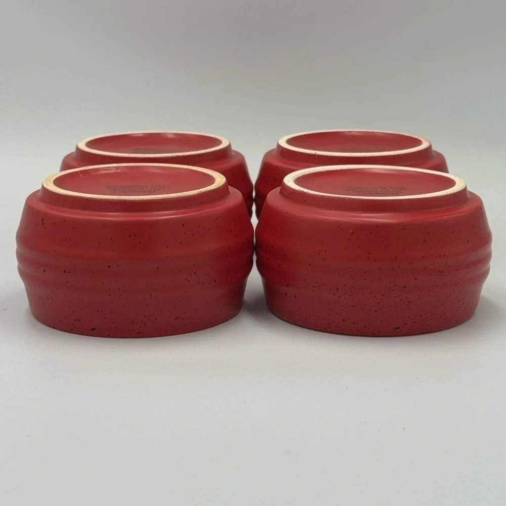 Unbranded Red & Black Speckled Stoneware Bowls Set of 4